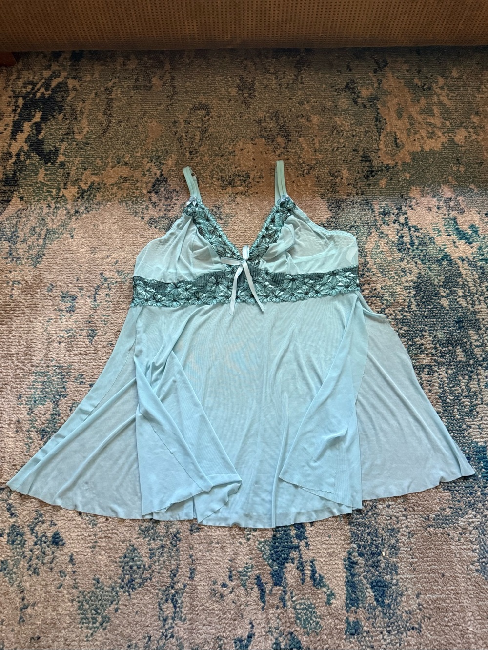 Light Aqua Lace-Trim Nightie - Picture 1 of 2